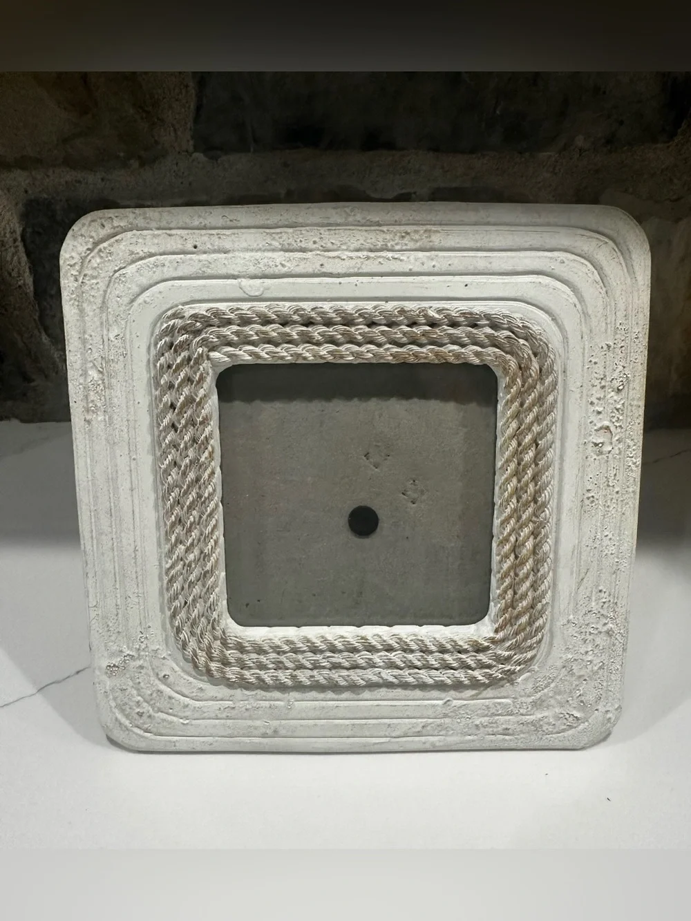 nautical-style square picture frame textured white border Twisted Rope Inlay